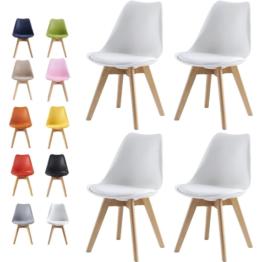 Sillas de comedor MCC Direct en juego de 4 piezas, sillas de cocina, sillas de oficina, silla de concha de diseño, "Eva" disponible en 7 colores de moda