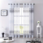2pcs Cortinas Florales Elegantes con Ojales en la Parte Superior - Poliéster Semi-Transparente, Lavables a Máquina para Sala de Estar, Dormitorio, Decoración de Oficina