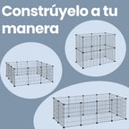 Parque de Mascotas en Bricolaje, Valla Metálica para Hámster y Conejitos, Aula para Animalitos, Negro