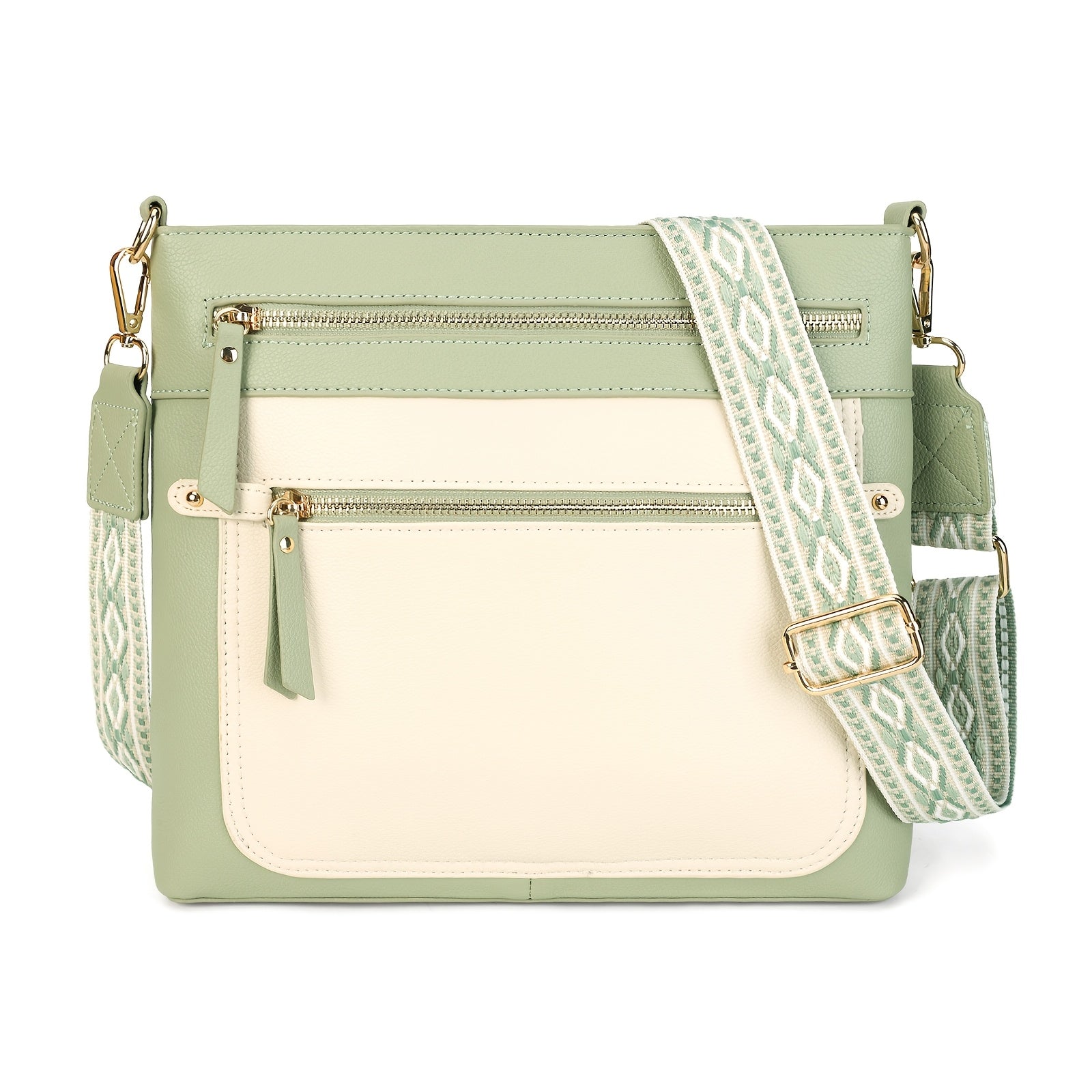Bolso de Mujer de Patchwork a la Moda con Combinación de Colores, Gran Capacidad y Múltiples Bolsillos, Bandolera Estilosa y Versátil, de Alta Calidad para el Uso Diario, Bolso Cruzado, Cartera, Funda para Teléfono
