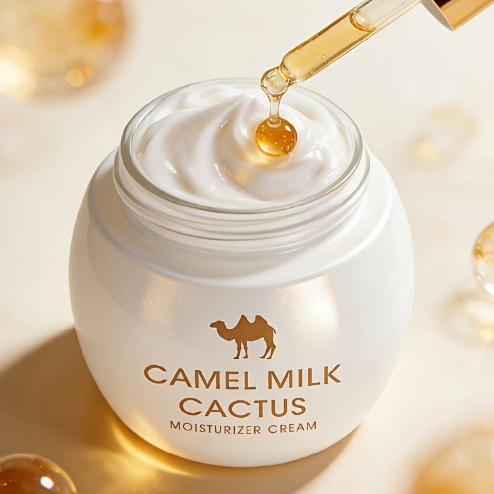 Crema Facial de Leche de Camello y Cactus | Nutrición Duradera, Reafirmante, Hidratante Adecuada para Piel Seca, Sensible y Mate | Contiene Aloe Vera, Retinol, Porcelana, Escualano de Origen Vegetal