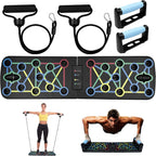Tabla de flexiones multifuncional plegable，Entrenador de flexiones multifuncional plegable y portátil con asas antideslizantes y 2 bandas de resistencia. Diseño antideslizante, desmontable y fácil de guardar.barra de empuje para gimnasio en casa, manija d