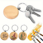 100 Llaveros de Madera Natural | Llaveros en Blanco Grabados con Anillos de Metal, Material de Madera Artesanal Color Caqui Clásico, Ideal para Regalos de Pascua, Día de San Valentín, Día de la Independencia, Carnaval, Llaveros Lindos, Diseño Fácil, Super