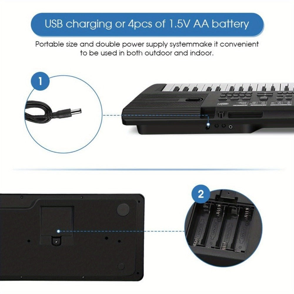 Teclado de Piano Digital de 61 Teclas con Micrófono, Teclado de Piano Musical Portátil, Teclado Electrónico Multifuncional, Instrumento Musical de Teclado para Piano, Regalos de Cumpleaños para Principiantes (Con Pantalla LCD)