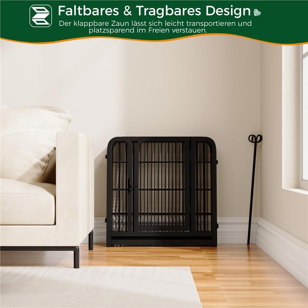 Costoffs Jaula para Perros de 80 x 60 cm con Puerta y Anillos para Piso, Ideal para Uso Interior y Exterior