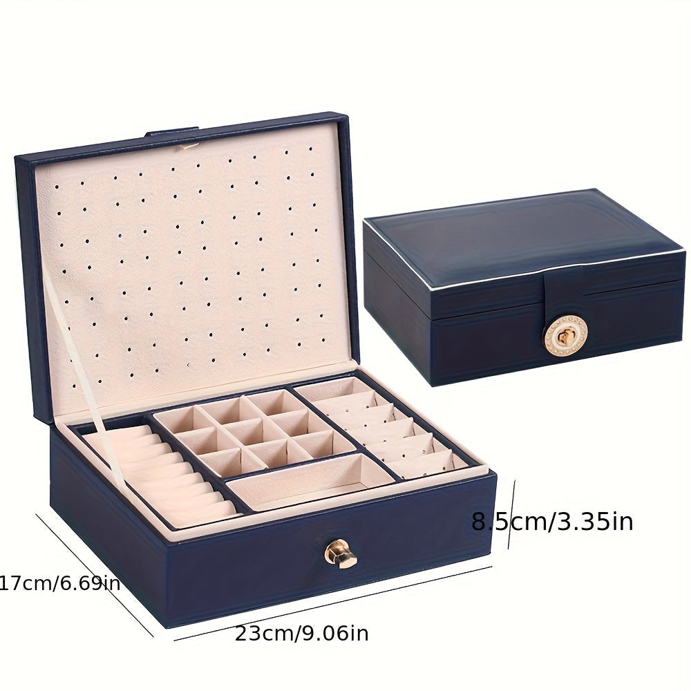 Organizador de Joyería de Lujo con Múltiples Niveles y Amplio Espacio para Collares, Aretes, Pendientes, Brazalete y Más, Fabricado en Cuero Sintético