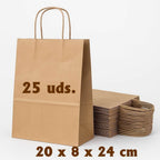 10/25/100 Uds Bolsas de Papel Marrón con Asa Rígida Bolsas Kraft para Comercio Regalos Navidad y Manualidades DIY