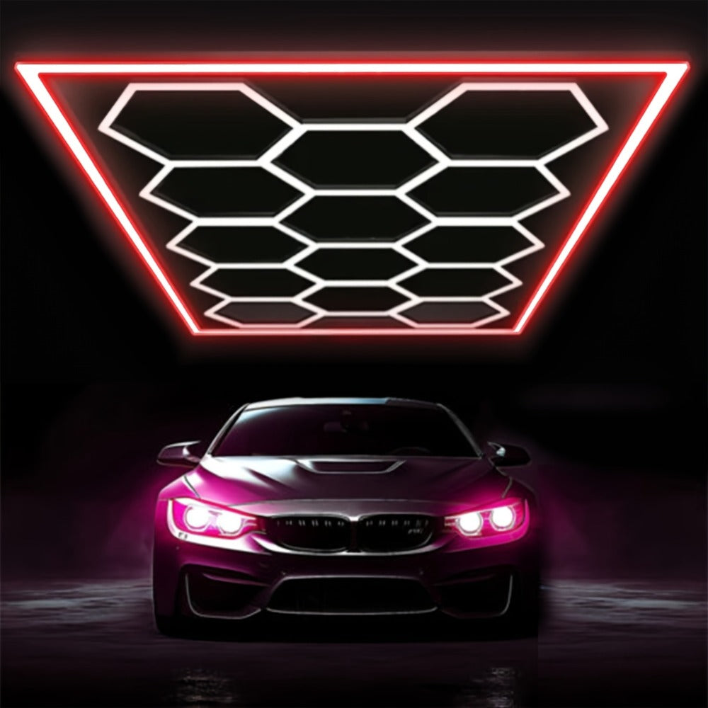 Luz LED para garaje | Paquete de 14 luces hexagonales tipo panal con marco, estilo moderno 680W 72420LM LED para lámpara de techo de garaje con