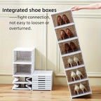 1pc Caja de Zapatos Plegable de 6/9 Niveles - Fácil de Instalar, Ahorro de Espacio - Caja de Almacenamiento Blanca Duradera, Diseño de Una Pieza, A Prueba de Polvo, Montaje Rápido, Ideal Para el Hogar, Dormitorio o Organización de la Entrada, Organizador