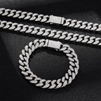 Juego de Joyería de Plata 925 con Cadena Cubana Incrustada con Zirconia 5A, Cadena Gruesa de Moda Hip-hop Casual, Ambiente de Lujo Generoso, Decoración para Fiestas y Banquetes, Hipoalergénico, El Mejor Regalo para Él, Empaque en Caja de Regalo Exquisita