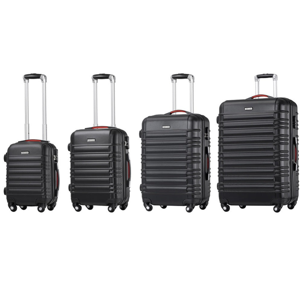 Conjunto PROVITERA de 4 Maletas Rígidas de ABS, Maleta Rígida S-M-L-XL con Asa Telescópica de Gel y 4 Ruedas de Rodadura Fácil, Trolley Ligero y Resistente al Viaje, Equipaje de Mano con Cerradura de Código, Mangos de Gel Ergonómicos, Ruedas Giratorias de