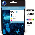 Cartuchos de tinta compatibles 953XL para impresora HP, incluye un multipack para varios modelos Officejet Pro como 7720, 7740, 8710, 8715, 8740, 8720, 8718, 7730, 8728, 8719 y 8730 (Juego de cuatro)