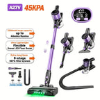Aspiradora Inalámbrica de Alta Succión para el Hogar, Aspiradora Multiusos 10 en 1 con Cañón, Autonomía de 45 Minutos, 3 Modos de Succión con Luces LED Verdes Mejoradas y Cepillo Sin Enredos para Hogar, Pisos de Madera, Alfombras y Pelo de Mascotas