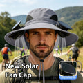 Sombrero Solar con Ventilador para Exteriores, Gorro de Pescador con Función de Ventilador, Diseño de Doble Ventilador, Sombrero de Sol de Ala Ancha, Carga USB, Garantía de Batería de Larga Duración, Adecuado para Camping, Montañismo, Pesca y Otras Activi