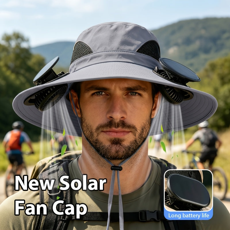 Sombrero Solar con Ventilador para Exteriores, Gorro de Pescador con Función de Ventilador, Diseño de Doble Ventilador, Sombrero de Sol de Ala Ancha, Carga USB, Garantía de Batería de Larga Duración, Adecuado para Camping, Montañismo, Pesca y Otras Activi