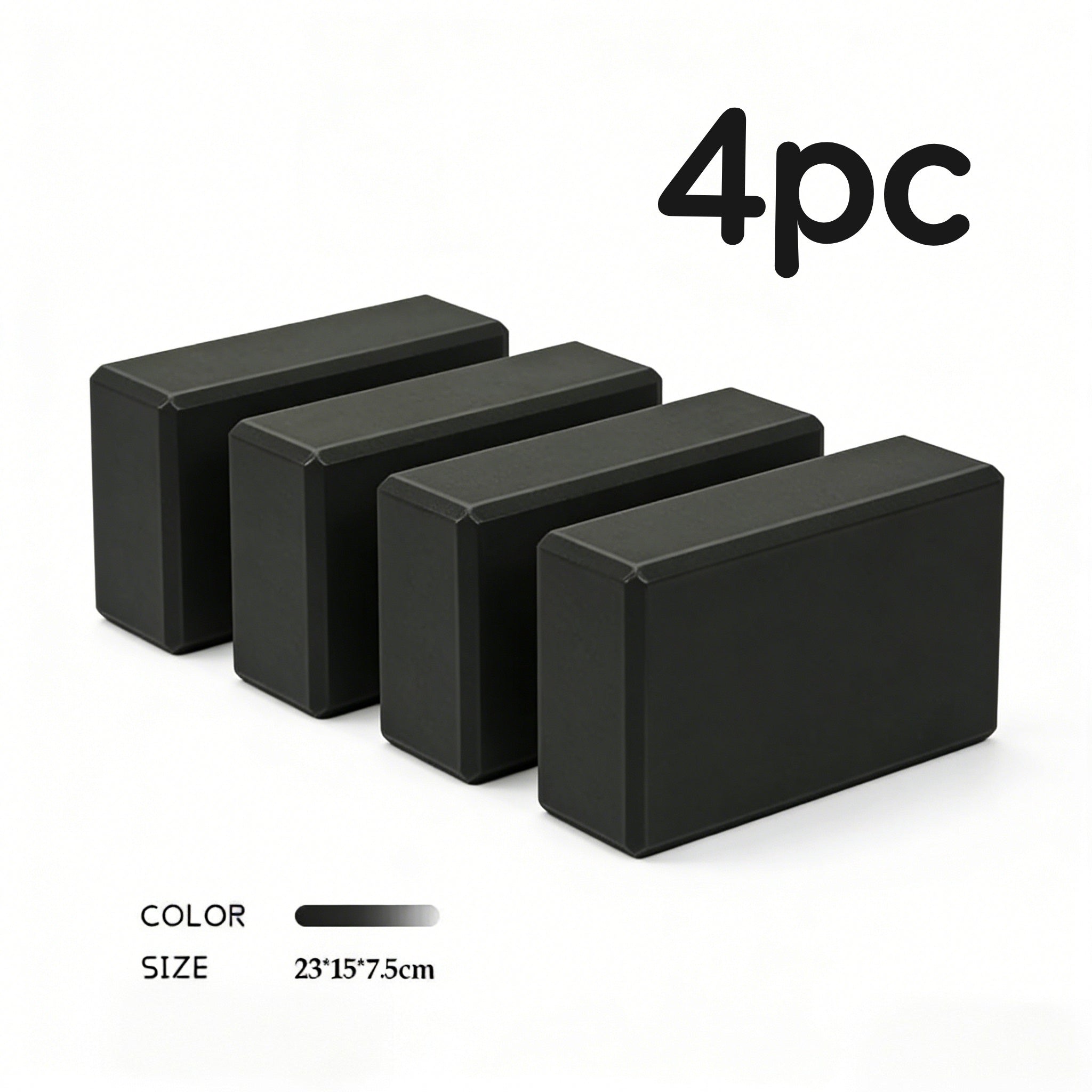 4pc - Bloque de yoga de alta densidad - ladrillo de soporte sólido de yoga negro / Rosa / verde / morado / negro, ladrillo de yoga universal para hombres y mujeres, ladrillo de yoga ligero de 500g, adecuado para fitness, baile, estiramiento, peso ligero,