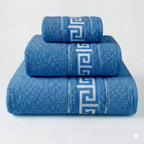 Juego de Toallas de Algodón 100% (3 Piezas) - Incluye Toalla de Tocador, Lavabo y Ducha | Tacto Suave, Ultra Absorbentes con Diseño Elegante de Lunares | Set Premium para Baño