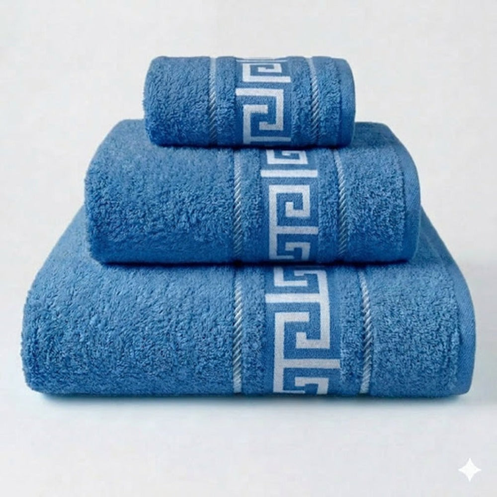 Juego de Toallas de Algodón 100% (3 Piezas) - Incluye Toalla de Tocador, Lavabo y Ducha | Tacto Suave, Ultra Absorbentes con Diseño Elegante de Lunares | Set Premium para Baño