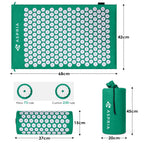 Aspria Set de Acupresión Verde 3/4 Piezas, Colchoneta de Acupresión y Almohada de Acupresión, para que te Relajes Cuerpo y Mente. Colchoneta de Acupresión Verde + Toalla Gruesa + Bolsa de Almacenamiento. MGY-S3-004