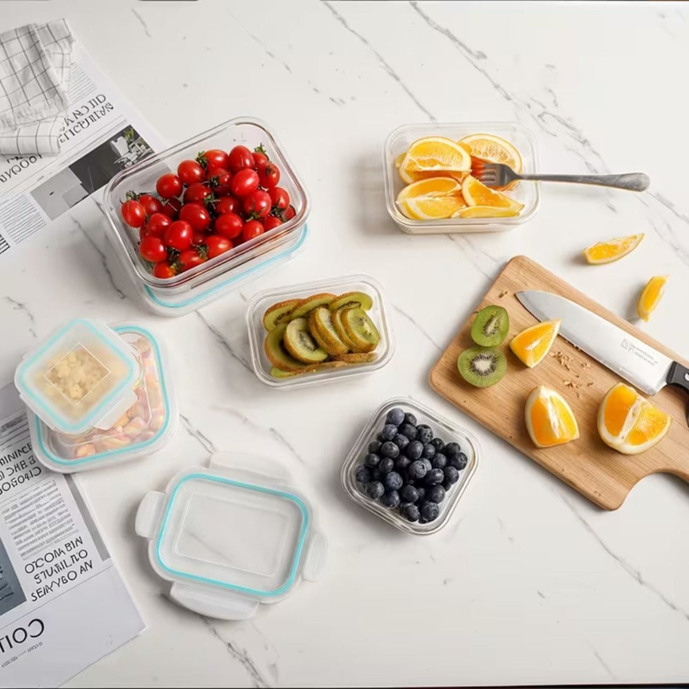 Paquete de 8 recipientes de vidrio para almacenar alimentos con tapas herméticas, recipientes de vidrio para preparar comidas, para almuerzo de oficina, aptos para microondas, horno, congelador y lavavajillas