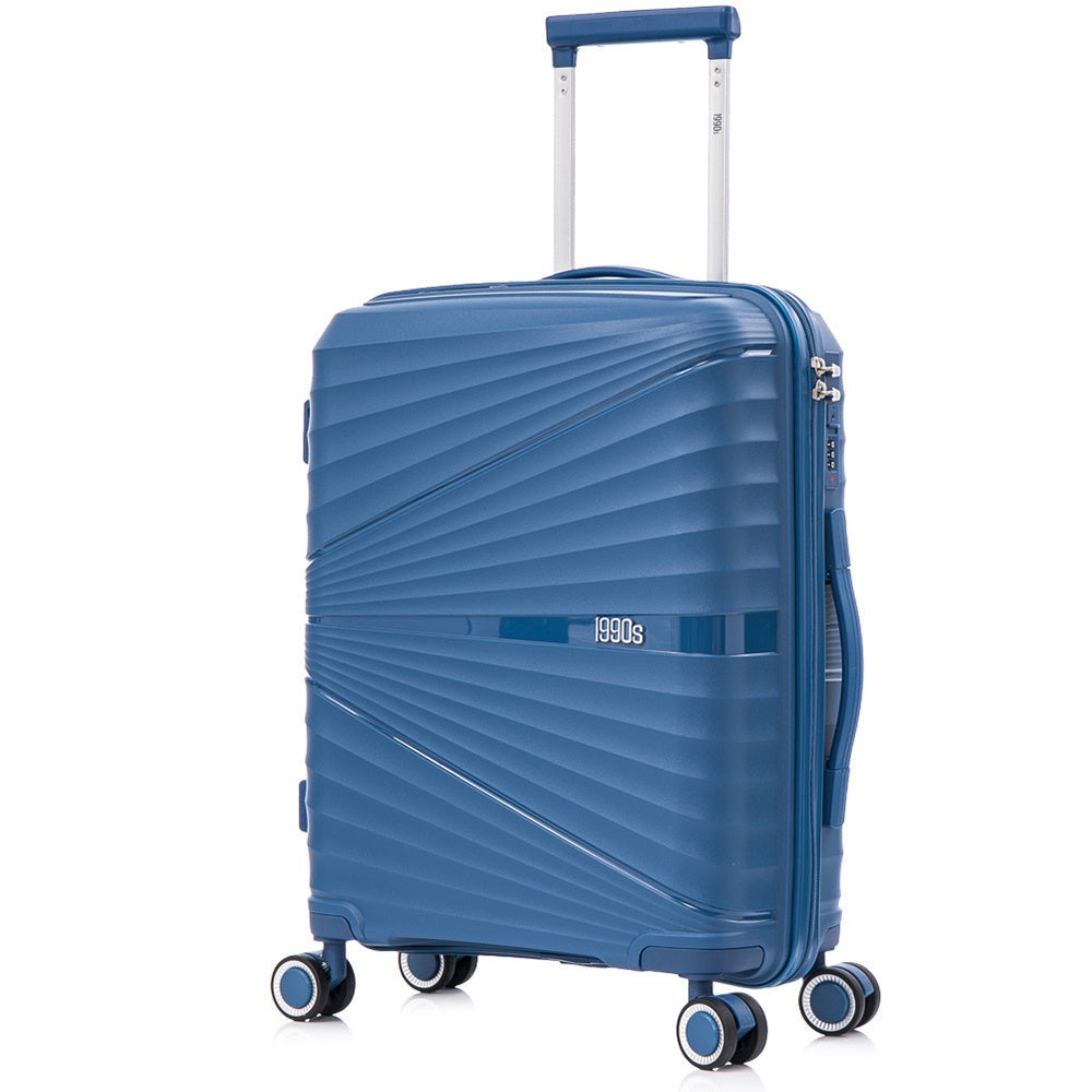 Maleta de cabina de 55x39x21.5cm (46L) de polipropileno - Candado incrustado - 20 pulgadas - RK06 Choco Azul Marino