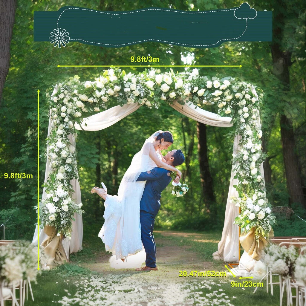 Arco de boda de metal de 3x3 m, soporte de fondo cuadrado ajustable en altura, soporte de arco de globo de metal rectangular para decoración de fondo de cabina de fotos de fiesta de cumpleaños de boda, arcos de boda amarillos para ceremonia, marco de cena