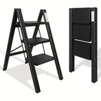 Escalera plegable | 1 ud. Escalera plegable de 3 peldaños, portátil y ligera, con un pedal ancho antideslizante, adecuada para diversas tareas
