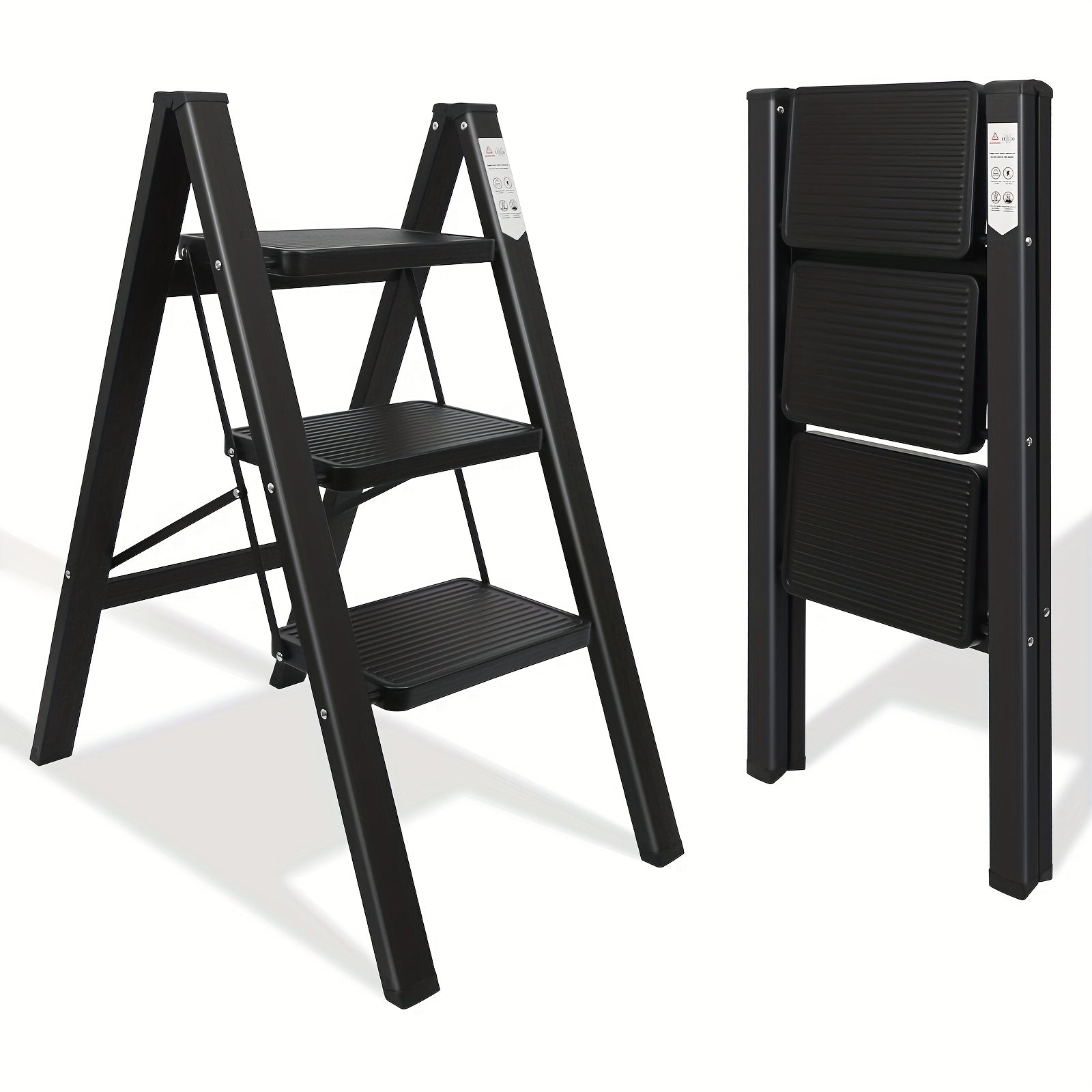 Escalera plegable | 1 ud. Escalera plegable de 3 peldaños, portátil y ligera, con un pedal ancho antideslizante, adecuada para diversas tareas