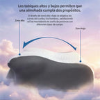 Almohada Cervical, 2 en 1 Almohada Ergonómico Espuma de Memoria Almohada para Soporte de Cabeza/Cuello/Hombro, Relajación y Alivio del Estrés, 60x40x12/14cm