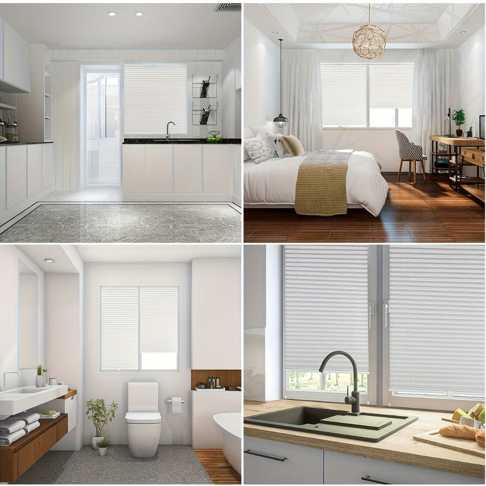 Persianas plisadas con cordón Sekey, aptas para - Cubiertas de ventana opacas sin taladro, de sujeción con abrazadera/tensadas, paneles de bloqueo con cordón para protección solar, sistema con cordón para dormitorios, persianas para el deslumbramiento