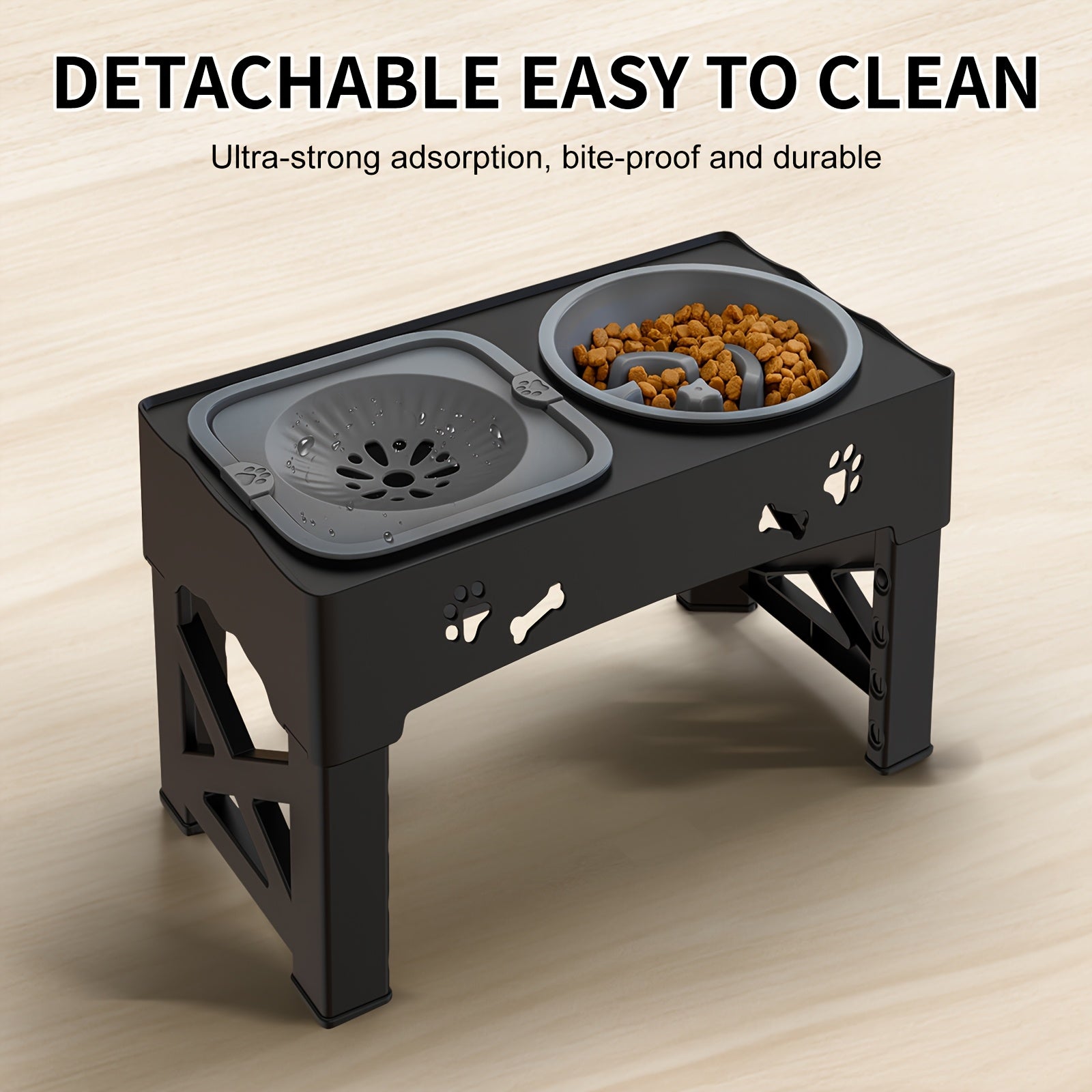 Comedero para mascotas | 1 Set Comedero Elevado para Mascotas, Soporte Ajustable de Doble Tazón para Perros y Gatos, Estación de Alimentación