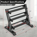 Estante de Pesas de 3 Niveles para Uso Comercial/Residencial - Ancho Ajustable (5.08cm-12.95cm), Soporte de Pesas con Capacidad de 1100 kg, Equipo de Gimnasio con Patas de Goma Antideslizantes, Ahorra Espacio - Estructura Estable para Gimnasio en Casa, Fá