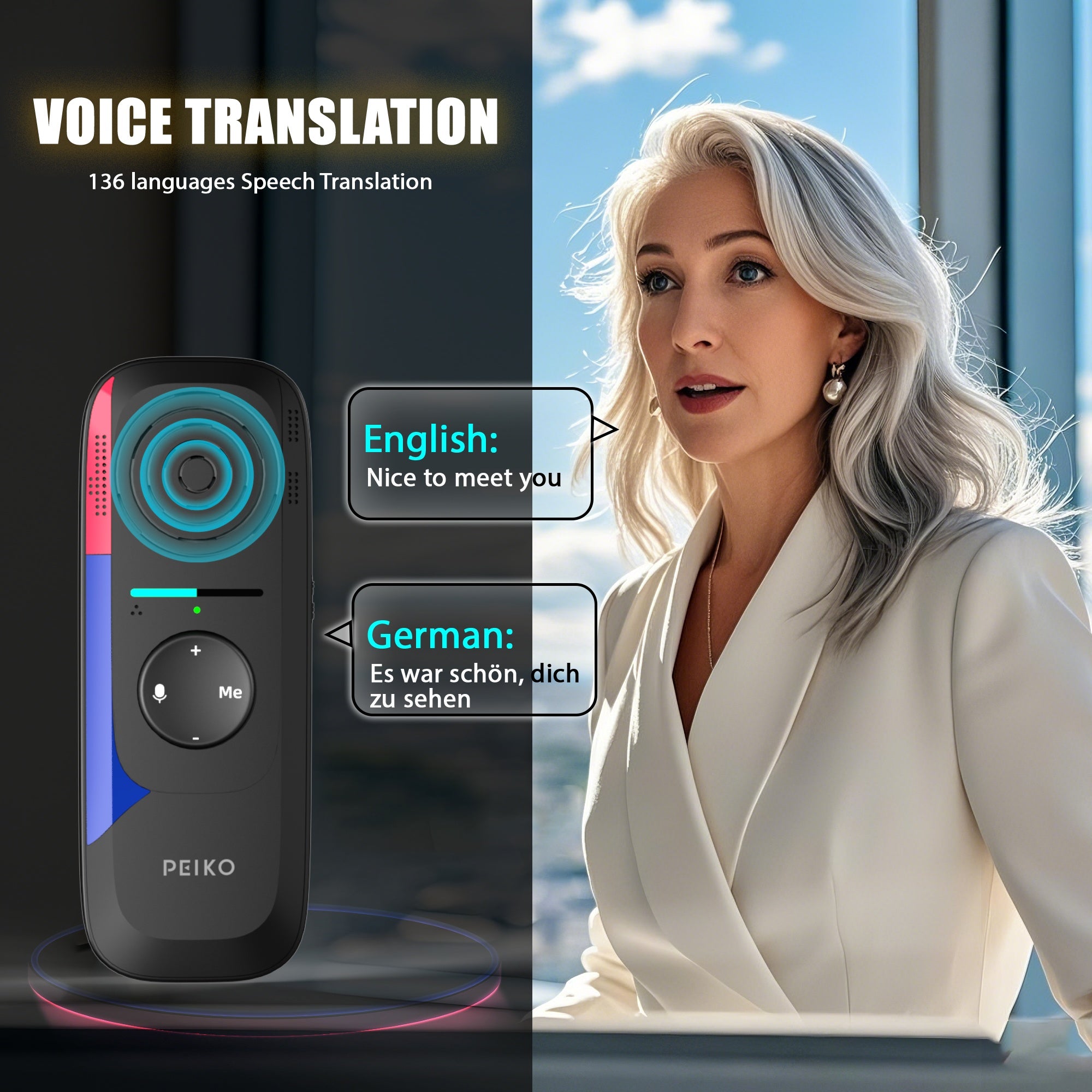 Traductores electrónicos | Dispositivo traductor de idiomas portátil bidireccional instantáneo | Más de 75 idiomas soportados | Traducción de voz
