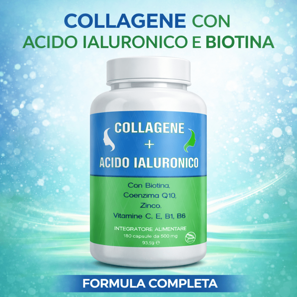[PROMOCIÓN 2 unidades] Colágeno y Ácido Hialurónico, con Coenzima Q10 y Biotina 360 Cápsulas - Hecho en Italia