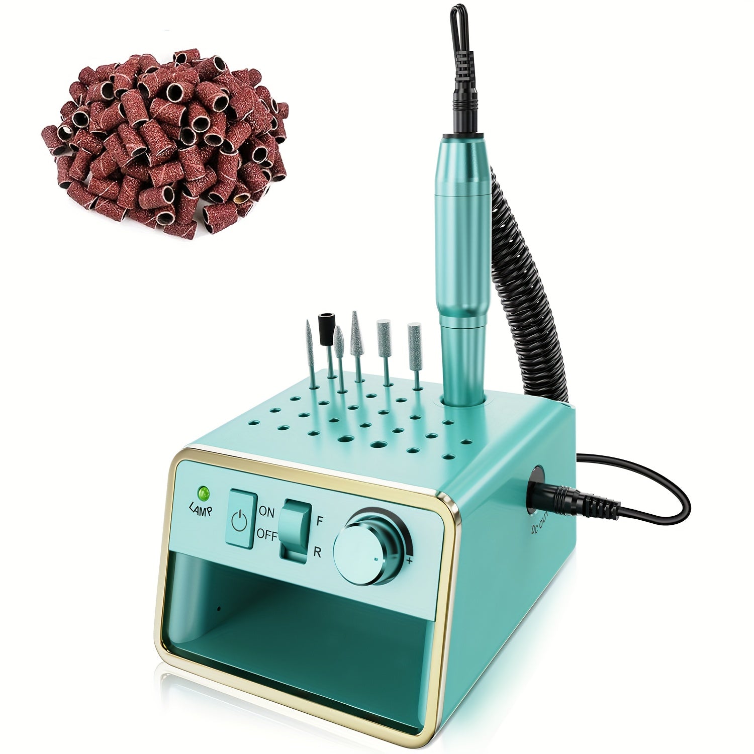 Limpiador de Uñas 2 en 1, Lima Eléctrica de 20.000 RPM con Soporte y Bandas Reemplazables - Alimentación USB para Cuidado de Manos y Pies, Ideal para Hogar y Salón
