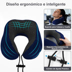 Una Almohada Cervical Ergonómica en Forma de U con Bolsa de Almacenamiento, Espuma de Memoria con Tecnología de Rebote Lento, Funda Lavable a Máquina, Ligera y Portátil para Avión, Oficina y Hogar, Apoya Cuello y Cabeza, Ideal para Siestas, Lectura y Ver
