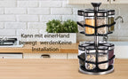 Organizador de Especias Giratorio de Dos Niveles con 6 o 12 Frascos de Especias de 120 ml Cada Uno, Diseñado para una Fácil Selección con Rotación de 360° y Orificios de Tamiz, Hecho de Acero Inoxidable para una Organización Práctica de Especias