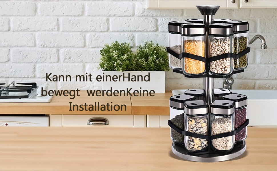 Organizador de Especias Giratorio de Dos Niveles con 6 o 12 Frascos de Especias de 120 ml Cada Uno, Diseñado para una Fácil Selección con Rotación de 360° y Orificios de Tamiz, Hecho de Acero Inoxidable para una Organización Práctica de Especias