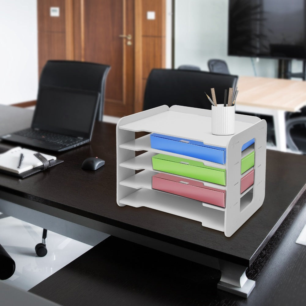 Organizador de Documentos de 5 Niveles Apilables para Oficina con Bandejas de Archivos Nuevos