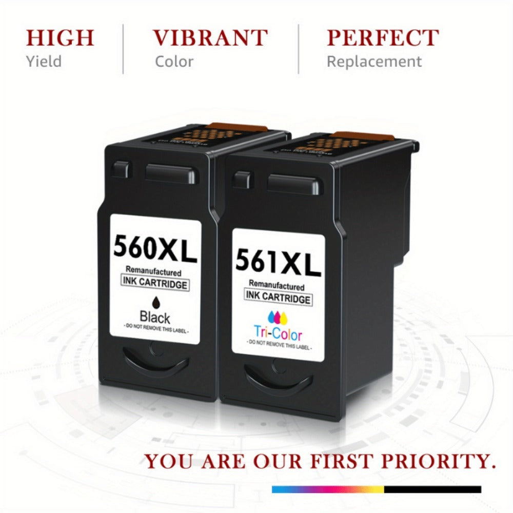 Cartuchos XL Multipack 560/561 para impresoras Canon Pixma TS5350, TS5351, TS7450, TS7451, TS5352 y TS5353, compatibles con PG-560XL y CL-561XL