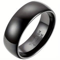 Anillo de Domo Clásico de 8 mm, Ajuste Cómodo Negro para Hombres, Mujeres y Unisex en Carburo de Tungsteno para Aniversario, Compromiso y Boda