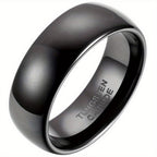 Anillo de Domo Clásico de 8 mm, Ajuste Cómodo Negro para Hombres, Mujeres y Unisex en Carburo de Tungsteno para Aniversario, Compromiso y Boda
