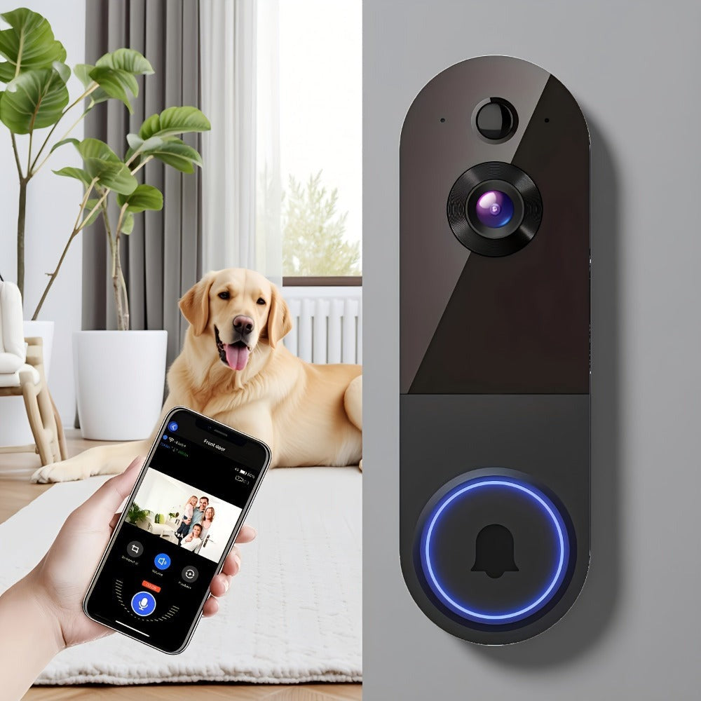 Videoportero Inalámbrico Inteligente 2K, Detección de Movimiento Humano y Alertas Instantáneas, Visión Nocturna, Audio Bidireccional, Batería Recargable, Almacenamiento en la Nube, Detección de Paquetes, Videoportero Inteligente (Sin Receptor), Regalo de
