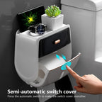 Caja de Papel Higiénico para Baño, Portarrollos de Doble Capa, Contenedor de Papel Montado en la Pared, Estante para Papel Higiénico, Accesorio para Baño