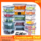 Caja de Almacenamiento de Alimentos con Tapa, 52/28 piezas (26/14 Contenedores + 26/14 Tapas), Caja para Preparar Comidas, Desde Pequeño Hasta Grande, Juego de Latas de Almacenamiento Sellado, Apto para Lavavajillas, Microondas y Congeladores, Regalo de P