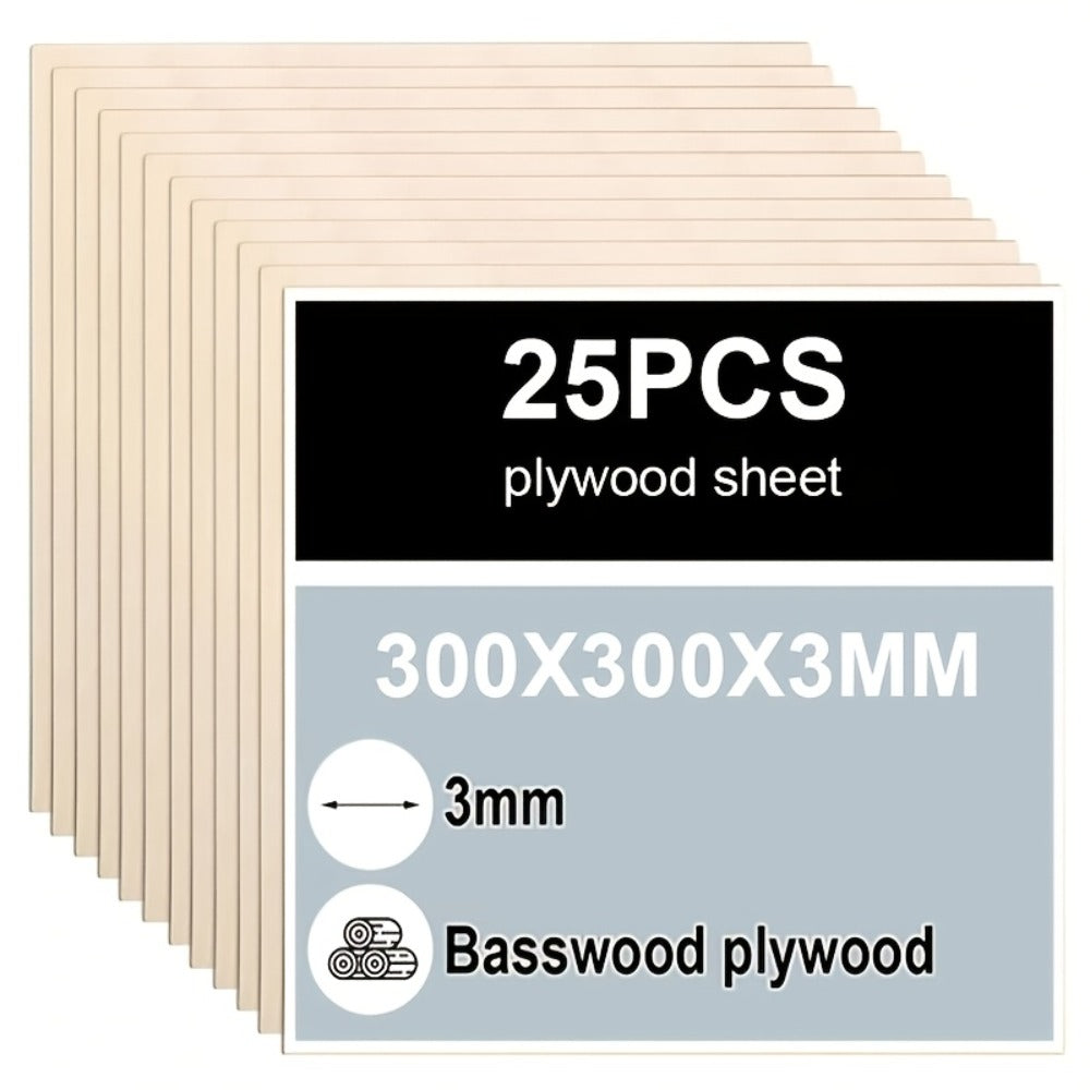 Pack de contrachapado de abedul 25 piezas de madera | Para láser, grabado y proyectos DIY