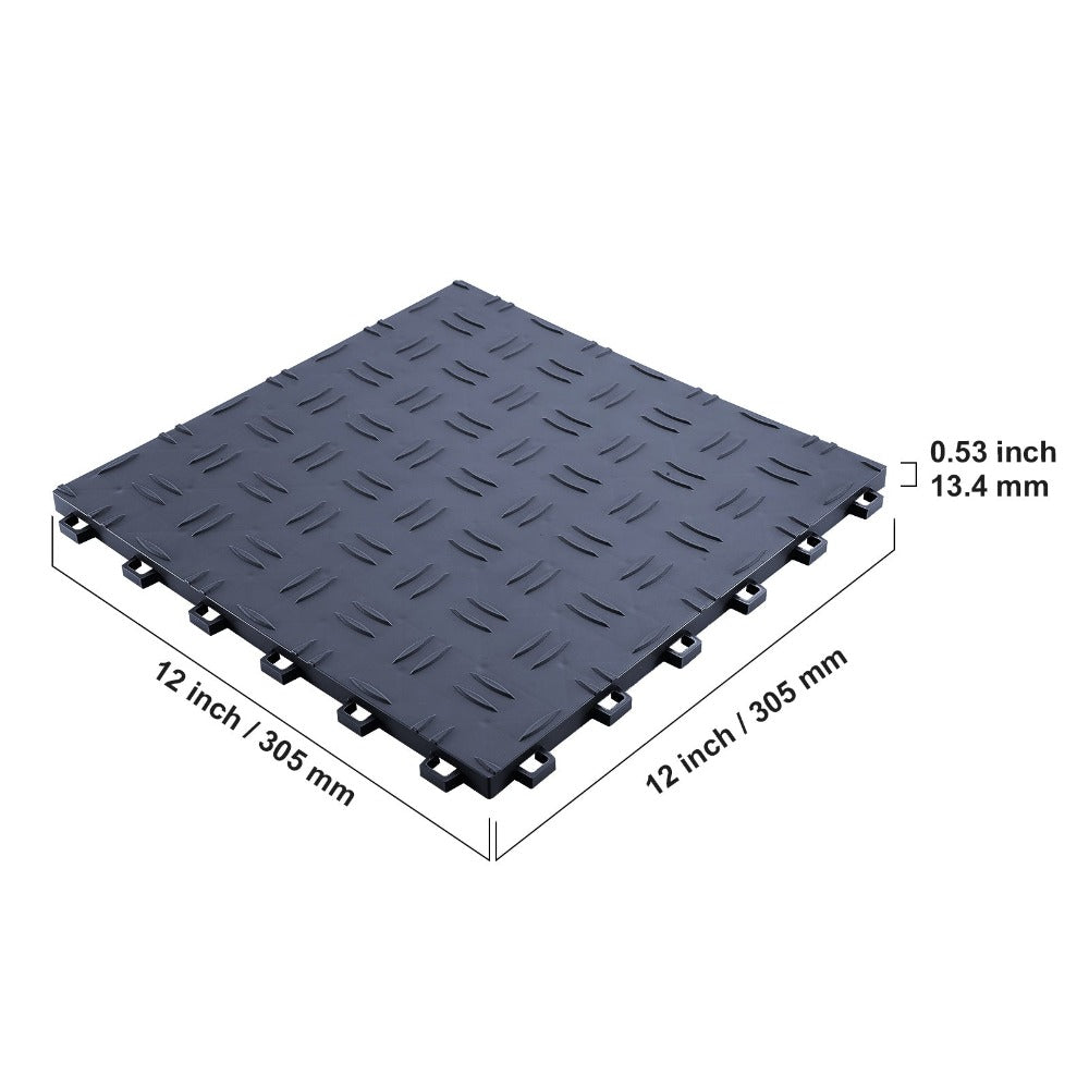 VEVOR Azulejos de Garaje Entrelazables, 12 x 12 x 0.53 pulgadas, Paquete de 25, Azulejos de Suelo Antideslizantes de Doble Cara, para Garajes, Sótanos y Talleres, Gris Grisáceo
