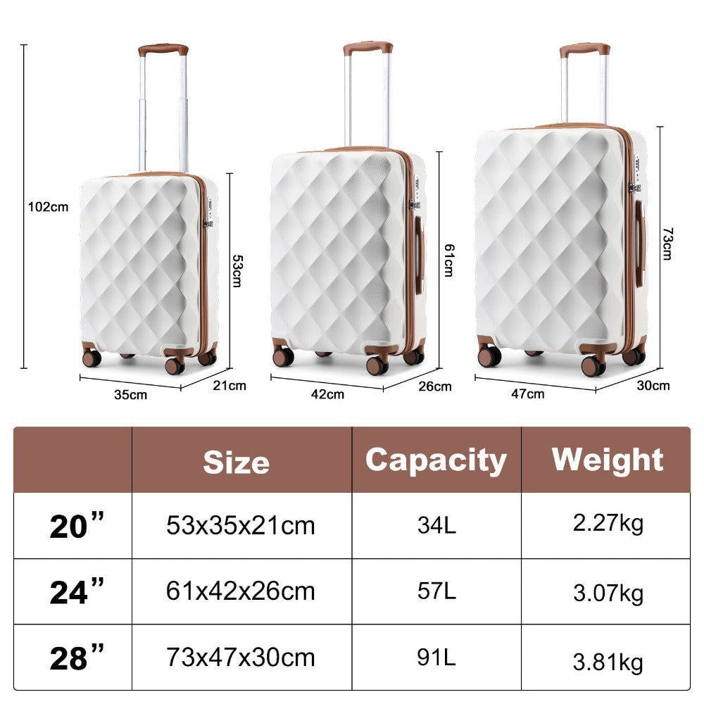 Maleta Mediana de 24" con 4 Ruedas, Ligera de ABS+PC con Carcasa Dura, Maleta de Facturación con Cerradura TSA Incorporada, Regalo de Vacaciones para el Regreso a Clases, Ruedas Giratorias Silenciosas 360°, Cremallera Duradera, Asa Telescópica, Diseño Ant