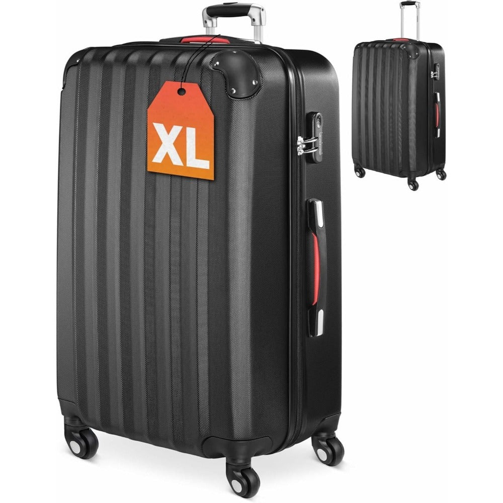 MONZANA® Maleta Rígida Baseline XL Color Negro Equipaje de viaje 90L peso 3,5Kg con ruedas 360° trolley 2 asas valija