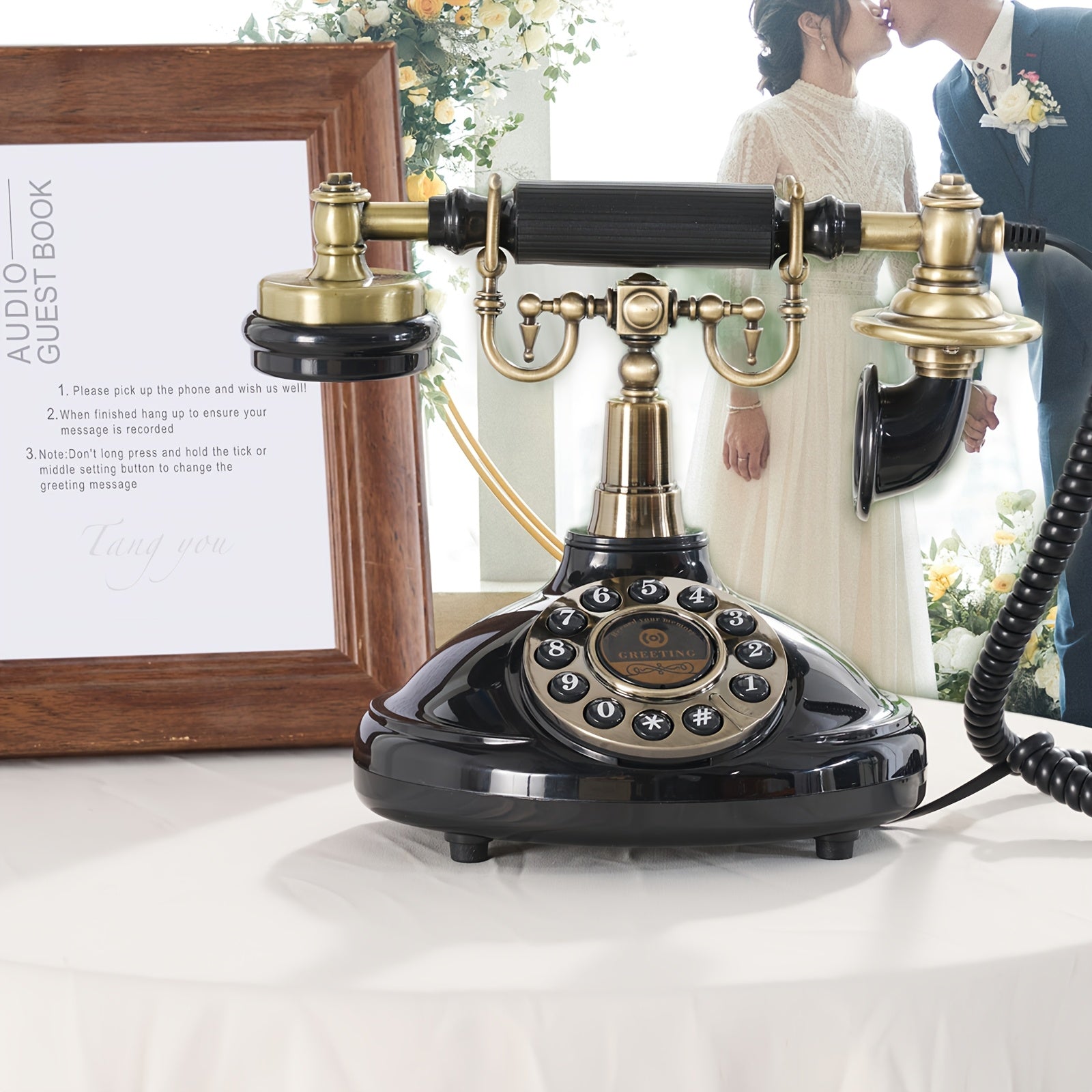 1 Teléfono de Audio Único para Libro de Visitas - Grabar Mensajes de Voz, Dejar Deseos Sentidos, Teléfono Original para Libro de Visitas para Bodas, Fiestas, Reuniones - Guarda Recuerdos para Siempre
